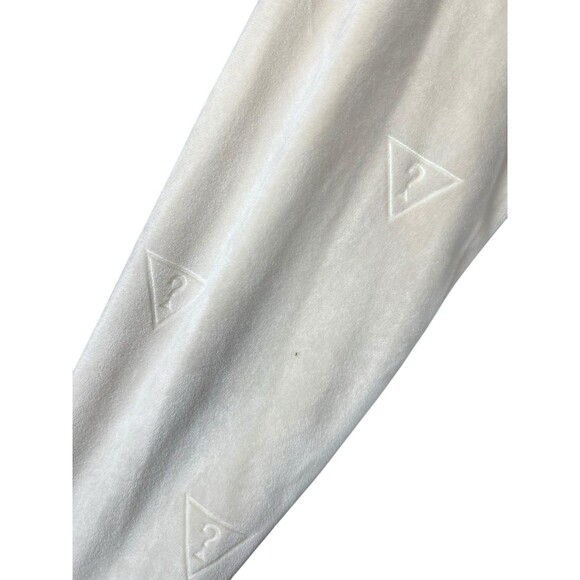 Guess Jeans Women’s Beige Question Logo Zip Front Velour Hoodie Beige M - Picture 9 of 14